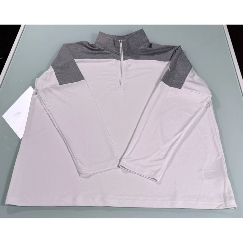NWT Adidas Prime Green White/Gray 100% Polyester Mens 1/4 Zip Pullover -2XL